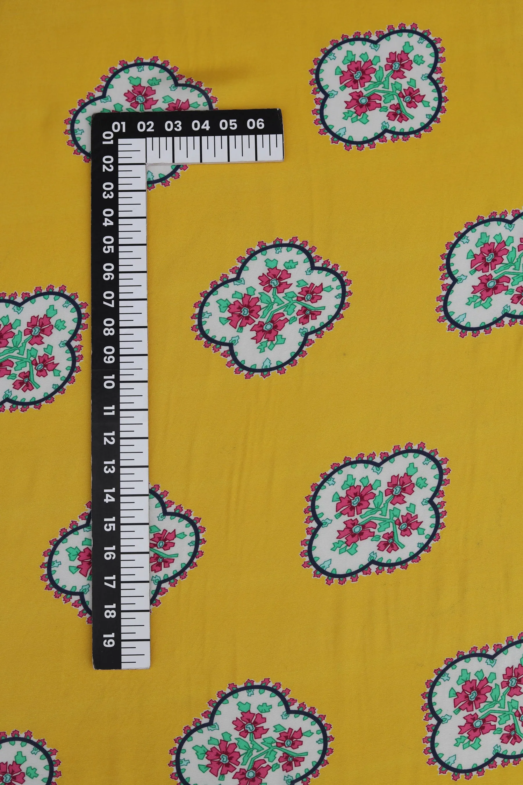 Spicy Mustard All Over Modern Print Natural Muslin Silk Fabric