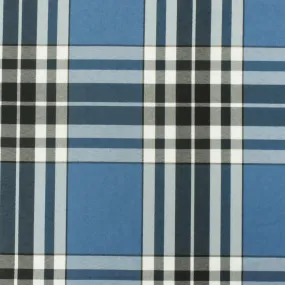 Student Blue-Black-White Plaid Poly Madras Woven Fabric