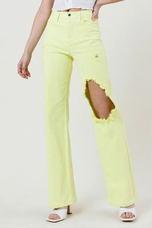 Vibrant M.i.U Distressed Straight Jeans