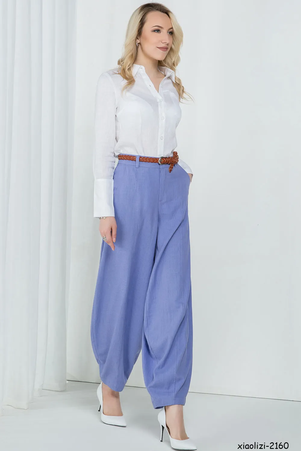 Womens Casual linen slacks 2160#