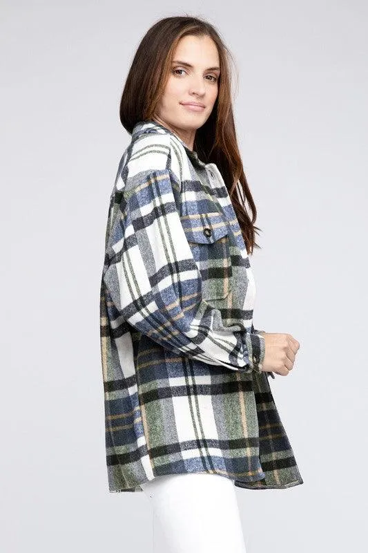 Womens Plaid Textured Shirts with Big Checkered Point