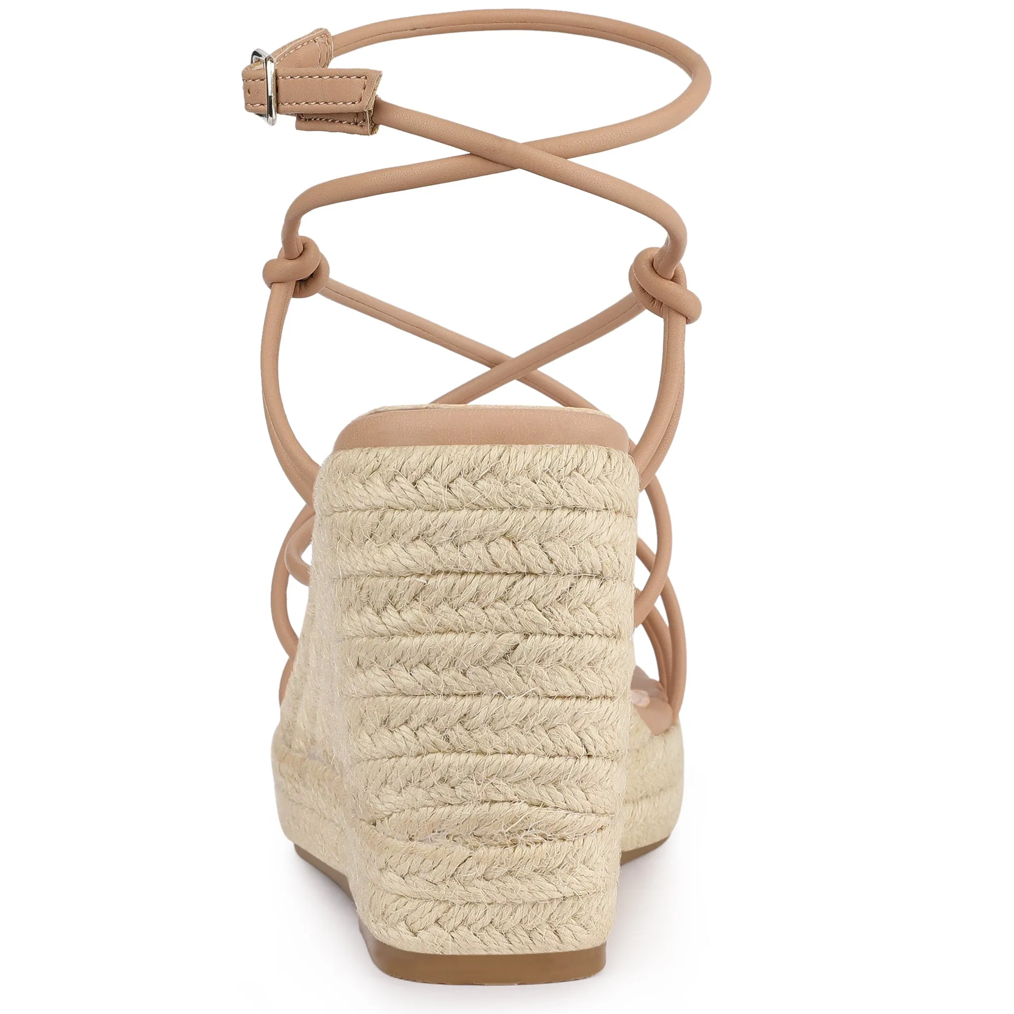 Women's Platform Square Toe Espadrilles Wedge Strappy Sandals