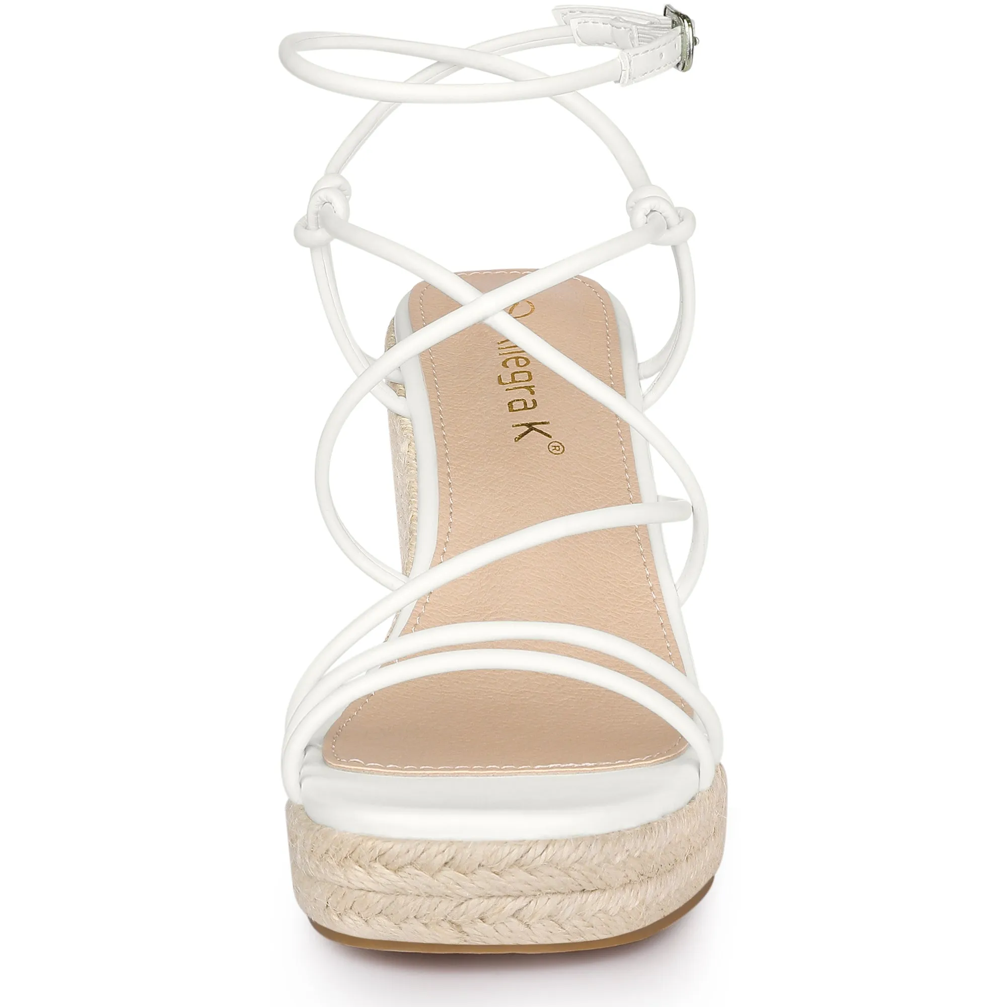 Women's Platform Square Toe Espadrilles Wedge Strappy Sandals