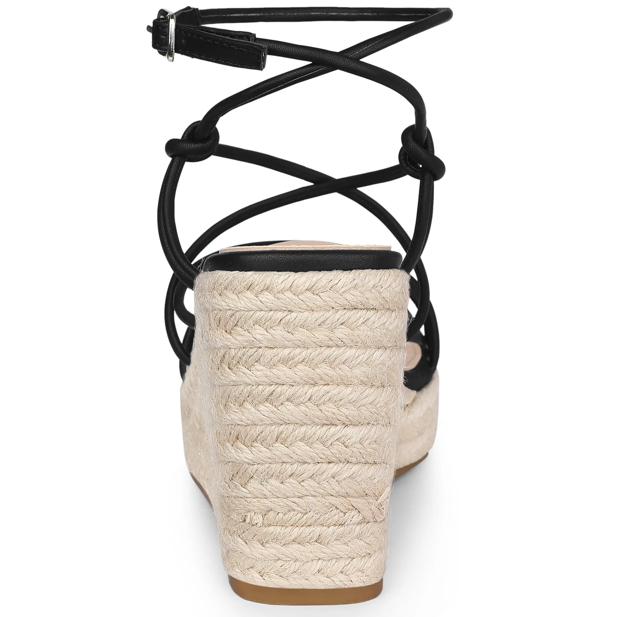 Women's Platform Square Toe Espadrilles Wedge Strappy Sandals