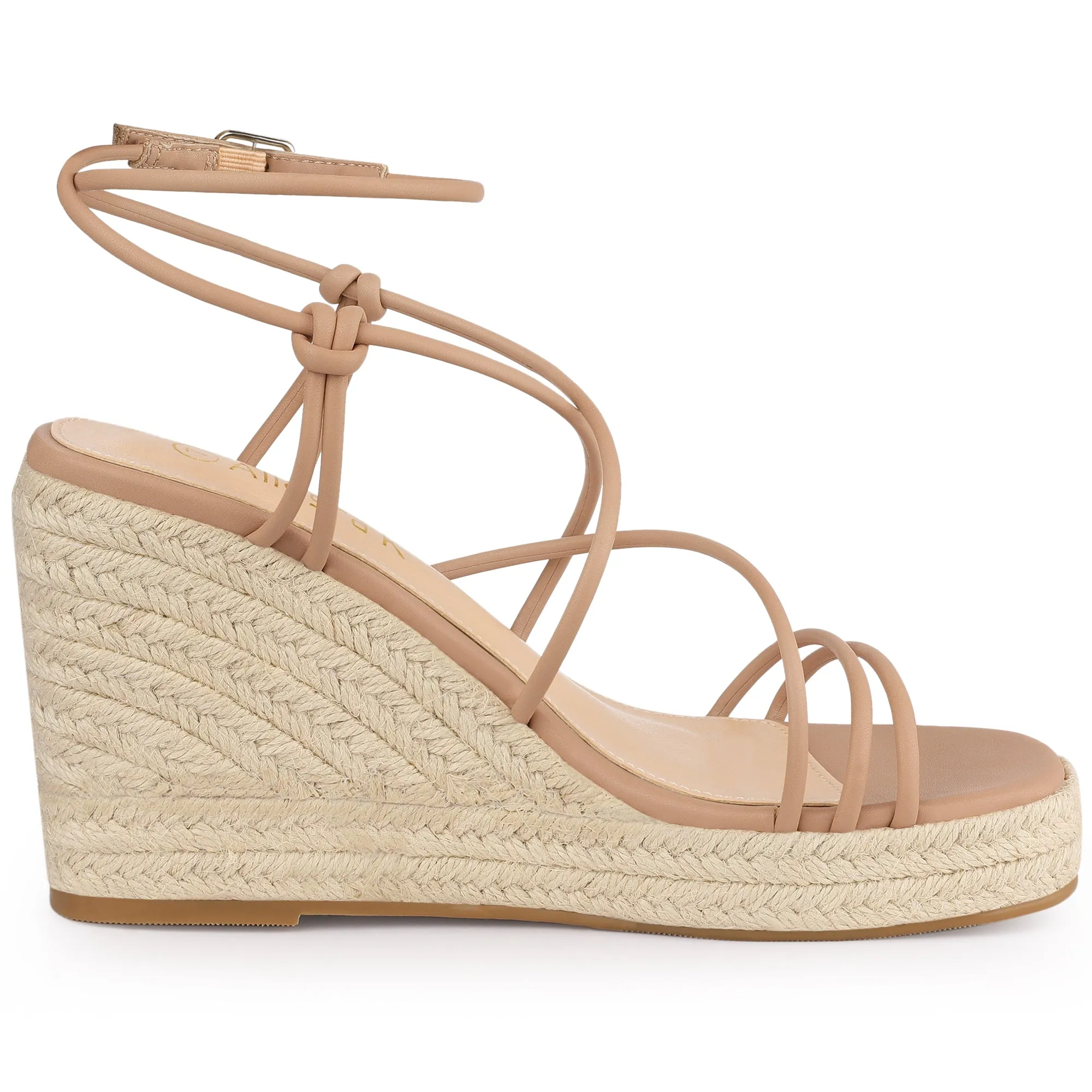 Women's Platform Square Toe Espadrilles Wedge Strappy Sandals