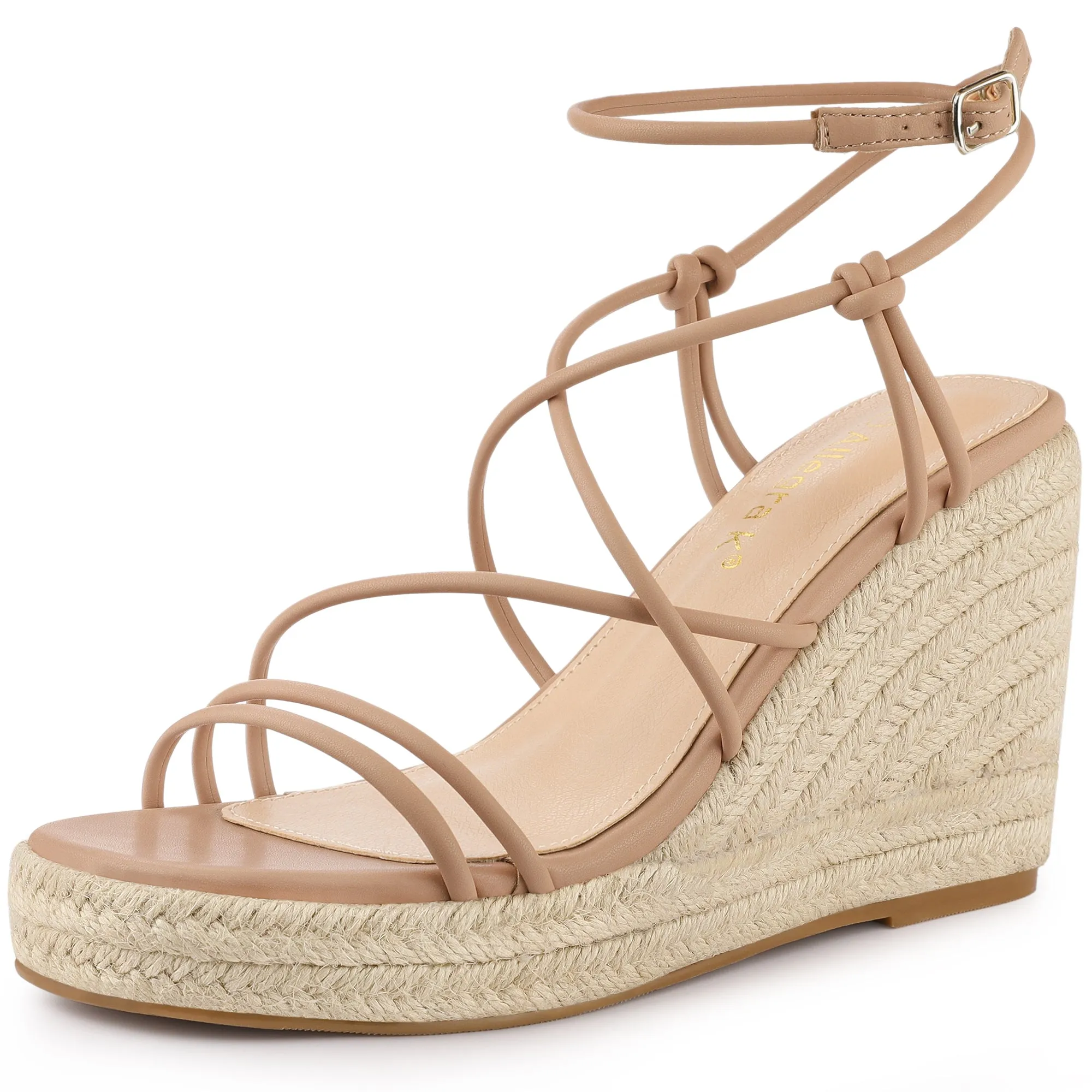 Women's Platform Square Toe Espadrilles Wedge Strappy Sandals