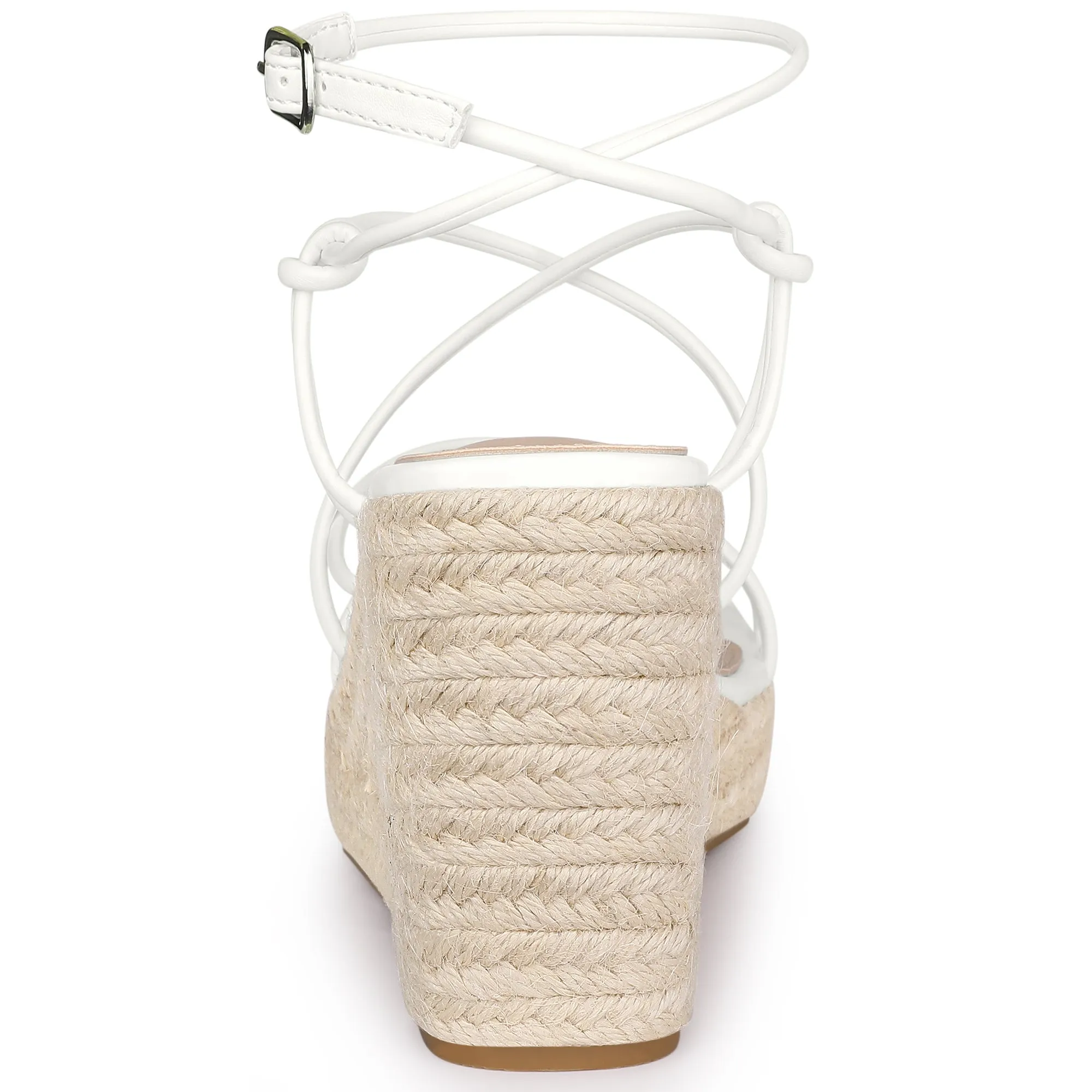 Women's Platform Square Toe Espadrilles Wedge Strappy Sandals