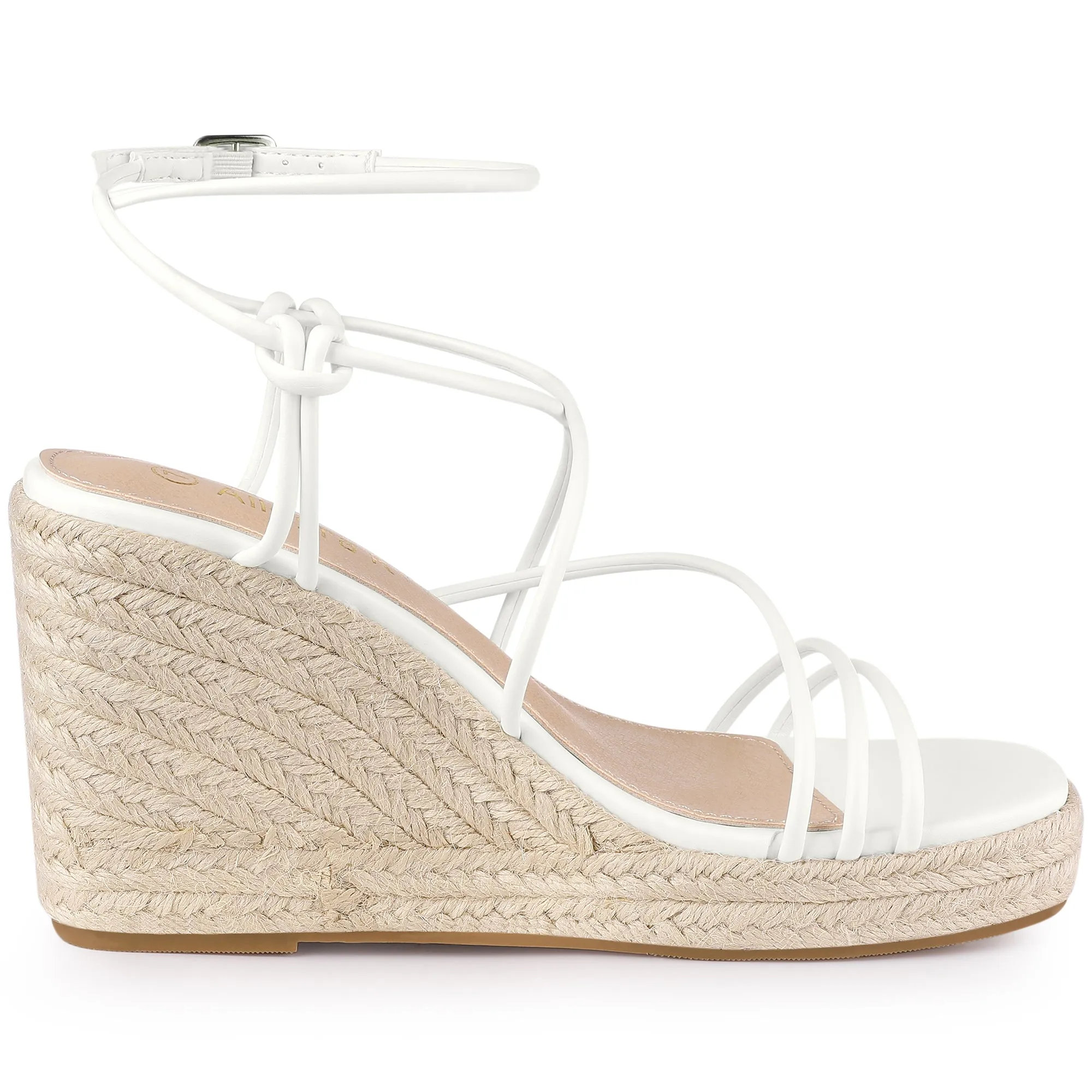 Women's Platform Square Toe Espadrilles Wedge Strappy Sandals