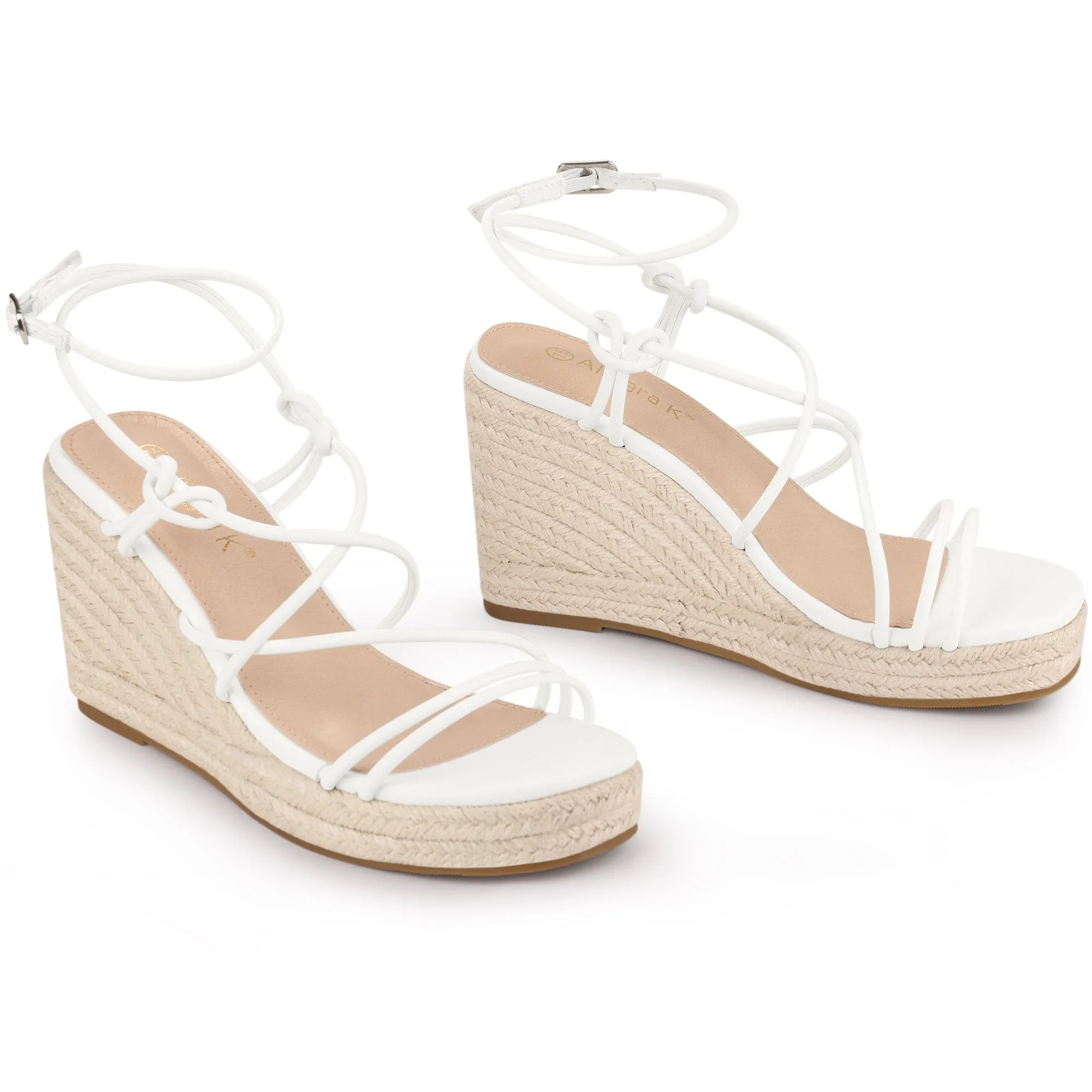 Women's Platform Square Toe Espadrilles Wedge Strappy Sandals