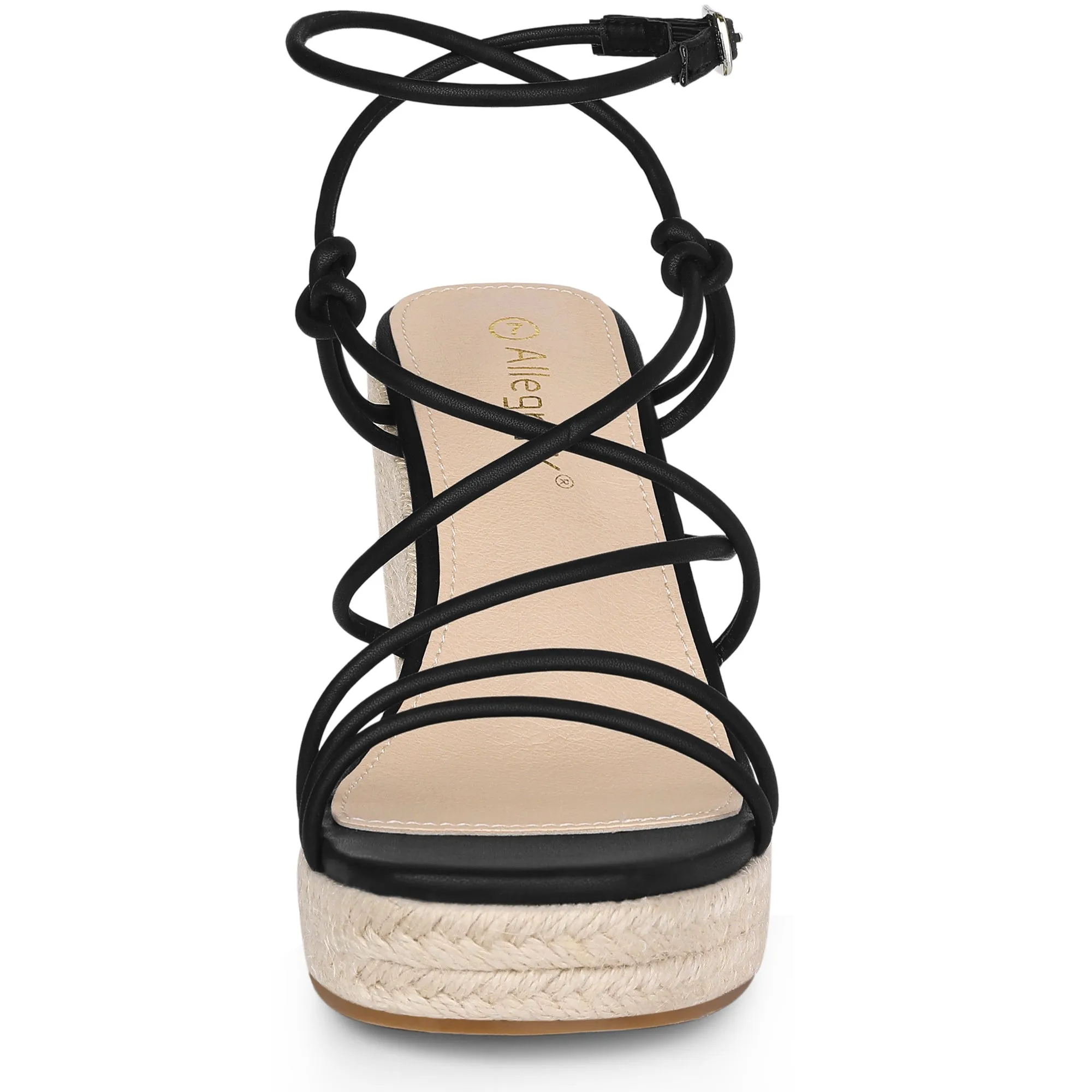 Women's Platform Square Toe Espadrilles Wedge Strappy Sandals