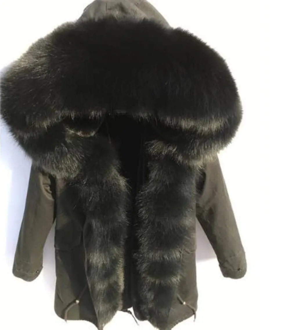 Women's Winter Casual Warm Spandex Parka With Fox Fur