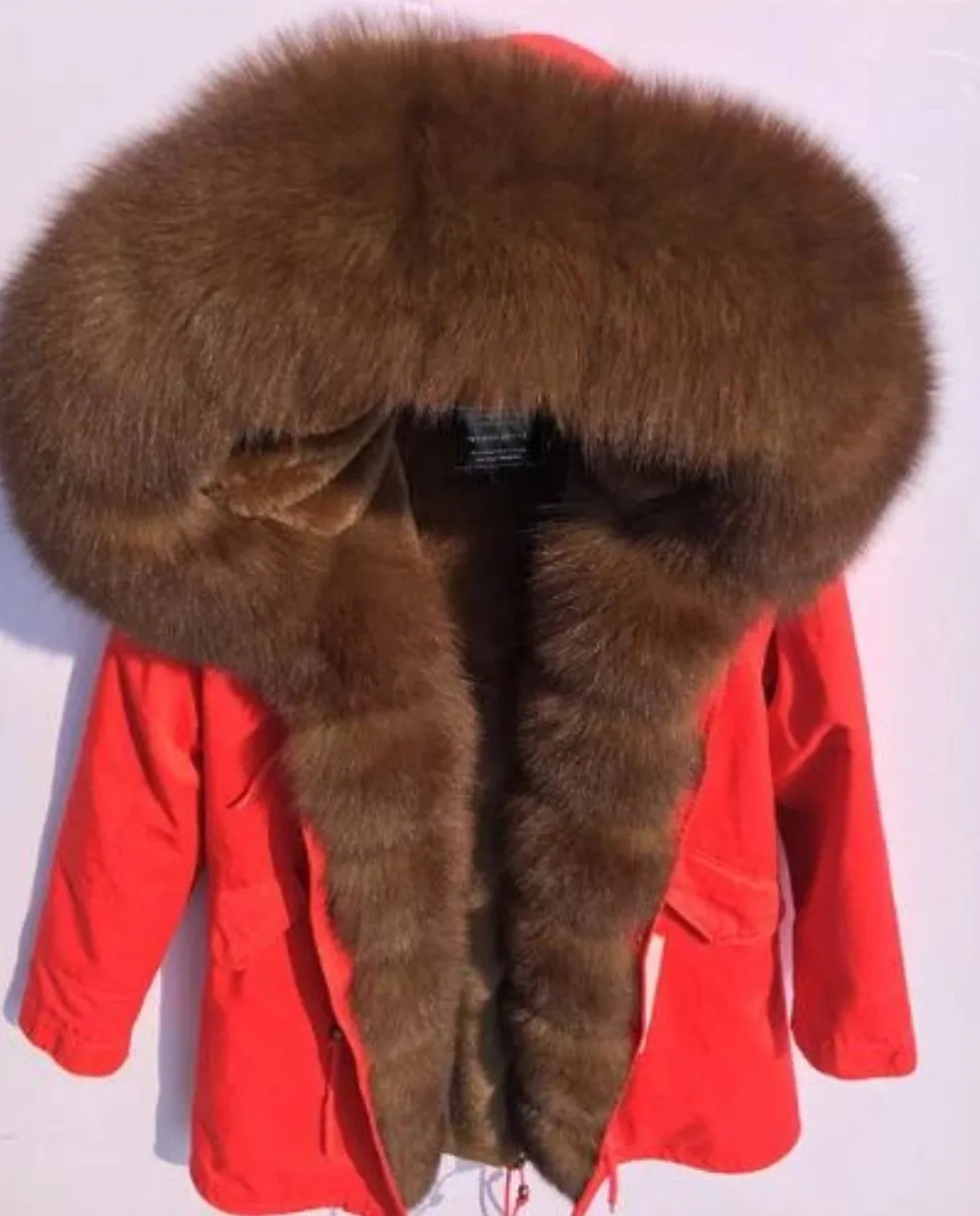 Women's Winter Casual Warm Spandex Parka With Fox Fur