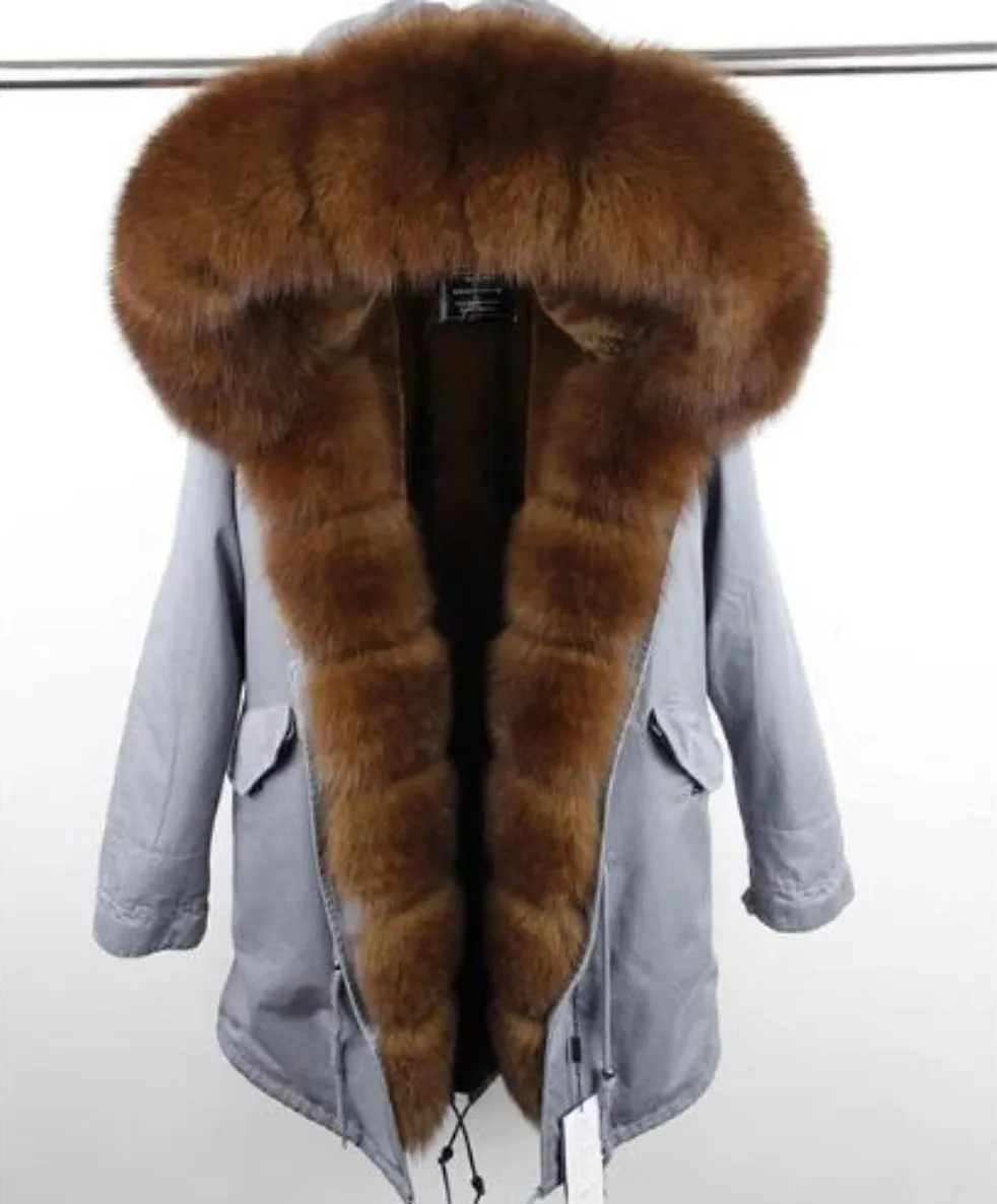 Women's Winter Casual Warm Spandex Parka With Fox Fur