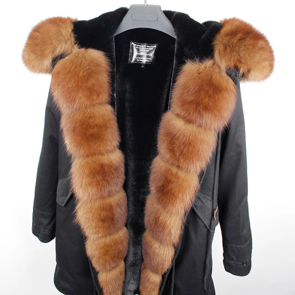 Women's Winter Casual Warm Spandex Parka With Fox Fur