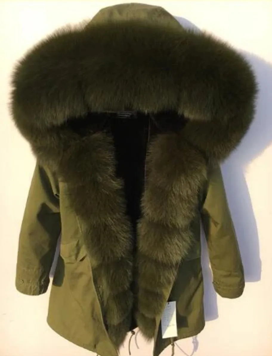 Women's Winter Casual Warm Spandex Parka With Fox Fur