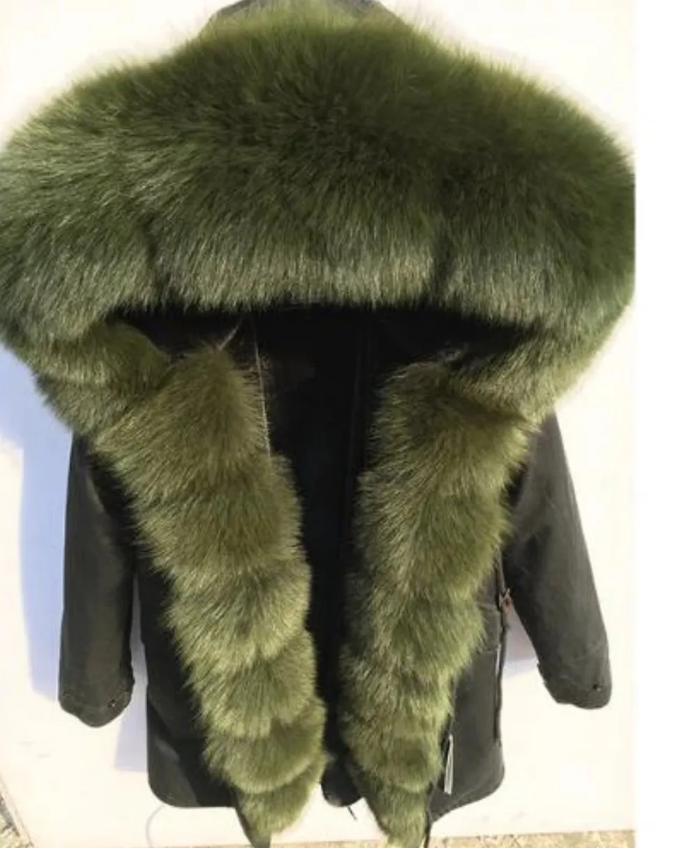 Women's Winter Casual Warm Spandex Parka With Fox Fur