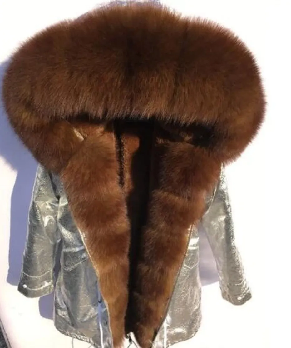 Women's Winter Casual Warm Spandex Parka With Fox Fur