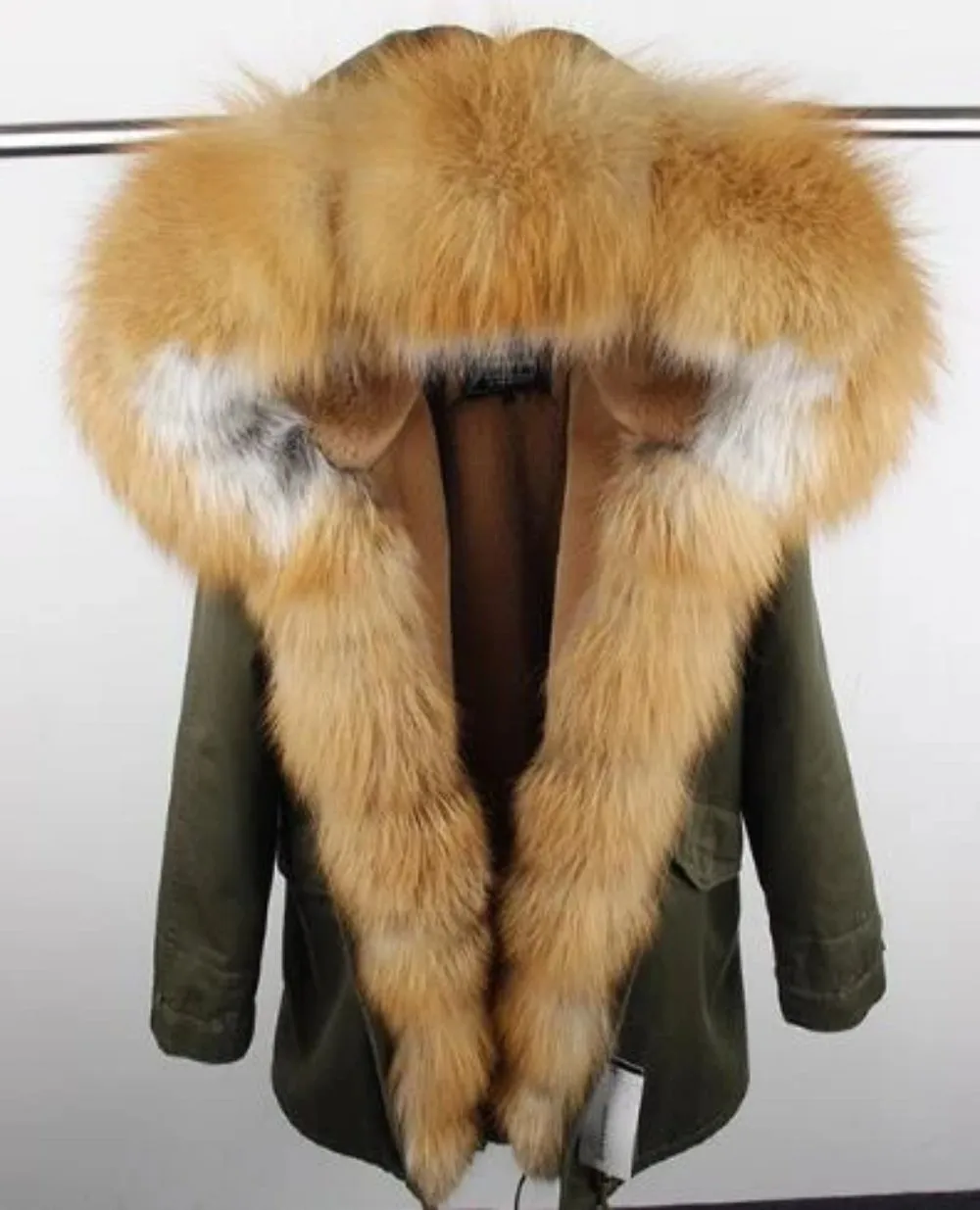 Women's Winter Casual Warm Spandex Parka With Fox Fur