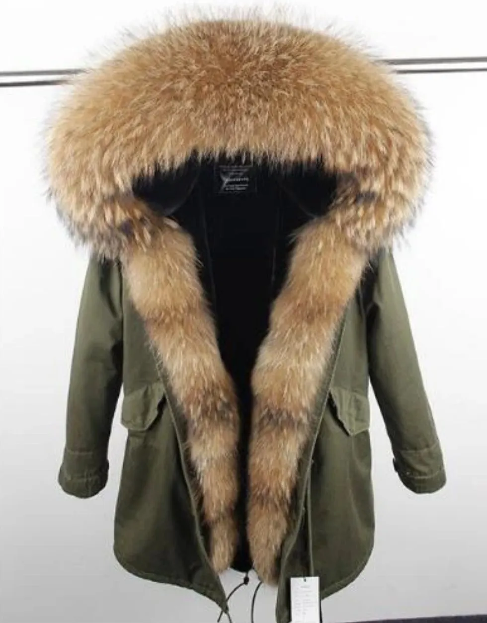 Women's Winter Casual Warm Spandex Parka With Fox Fur