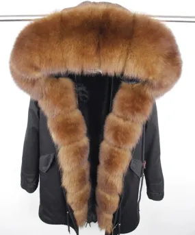 Women's Winter Casual Warm Spandex Parka With Fox Fur