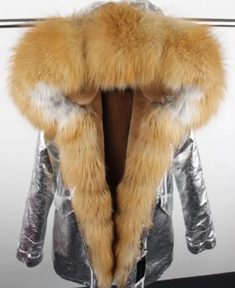 Women's Winter Casual Warm Spandex Parka With Fox Fur