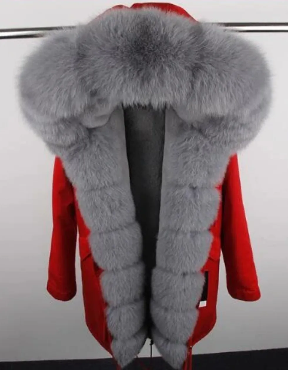 Women's Winter Casual Warm Spandex Parka With Fox Fur