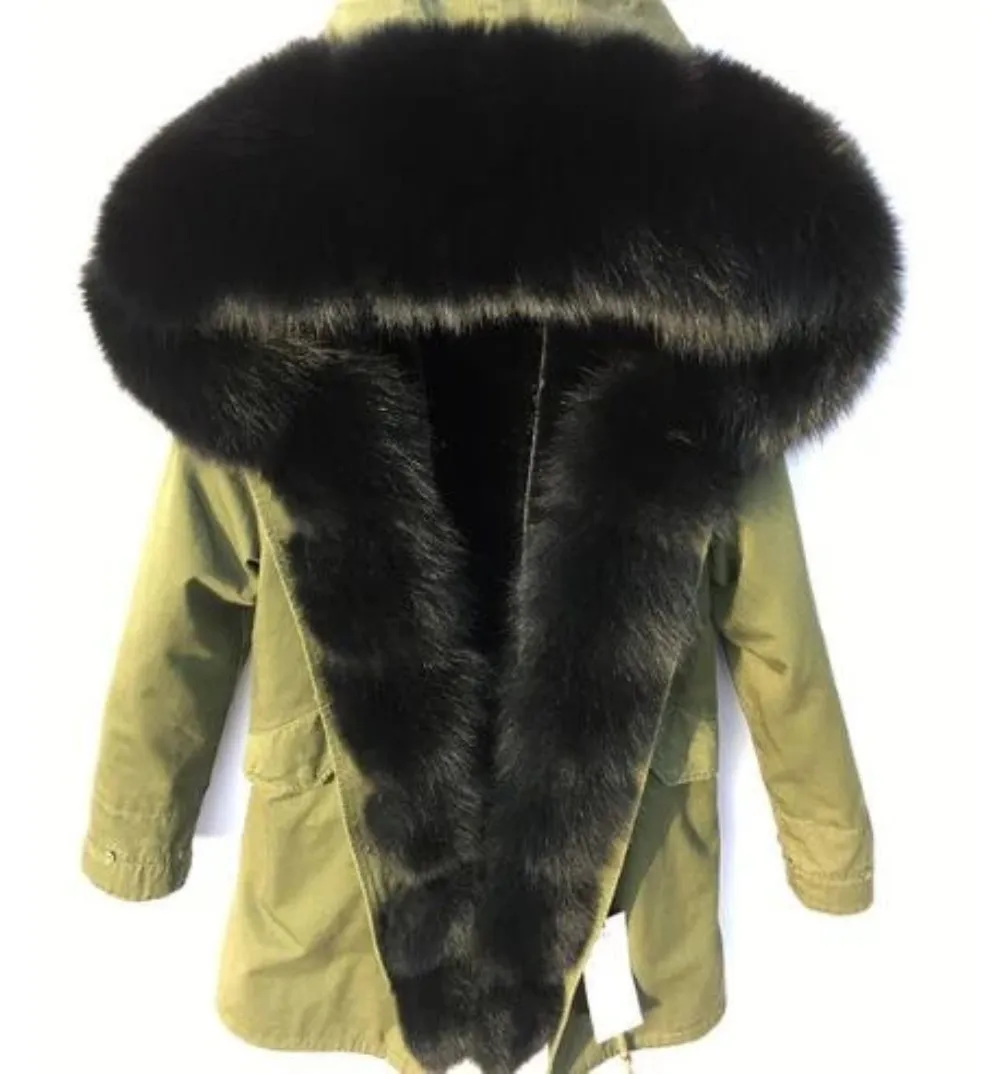 Women's Winter Casual Warm Spandex Parka With Fox Fur