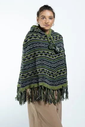 Wool Poncho - Green