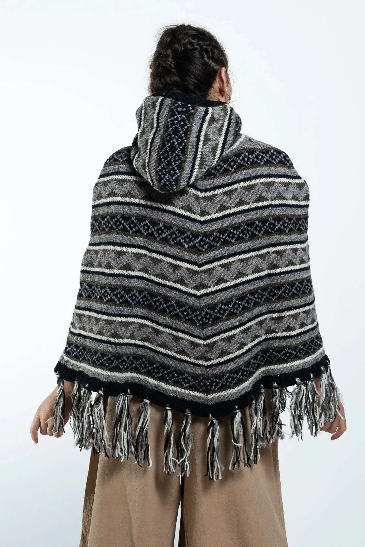 Wool Poncho - Grey