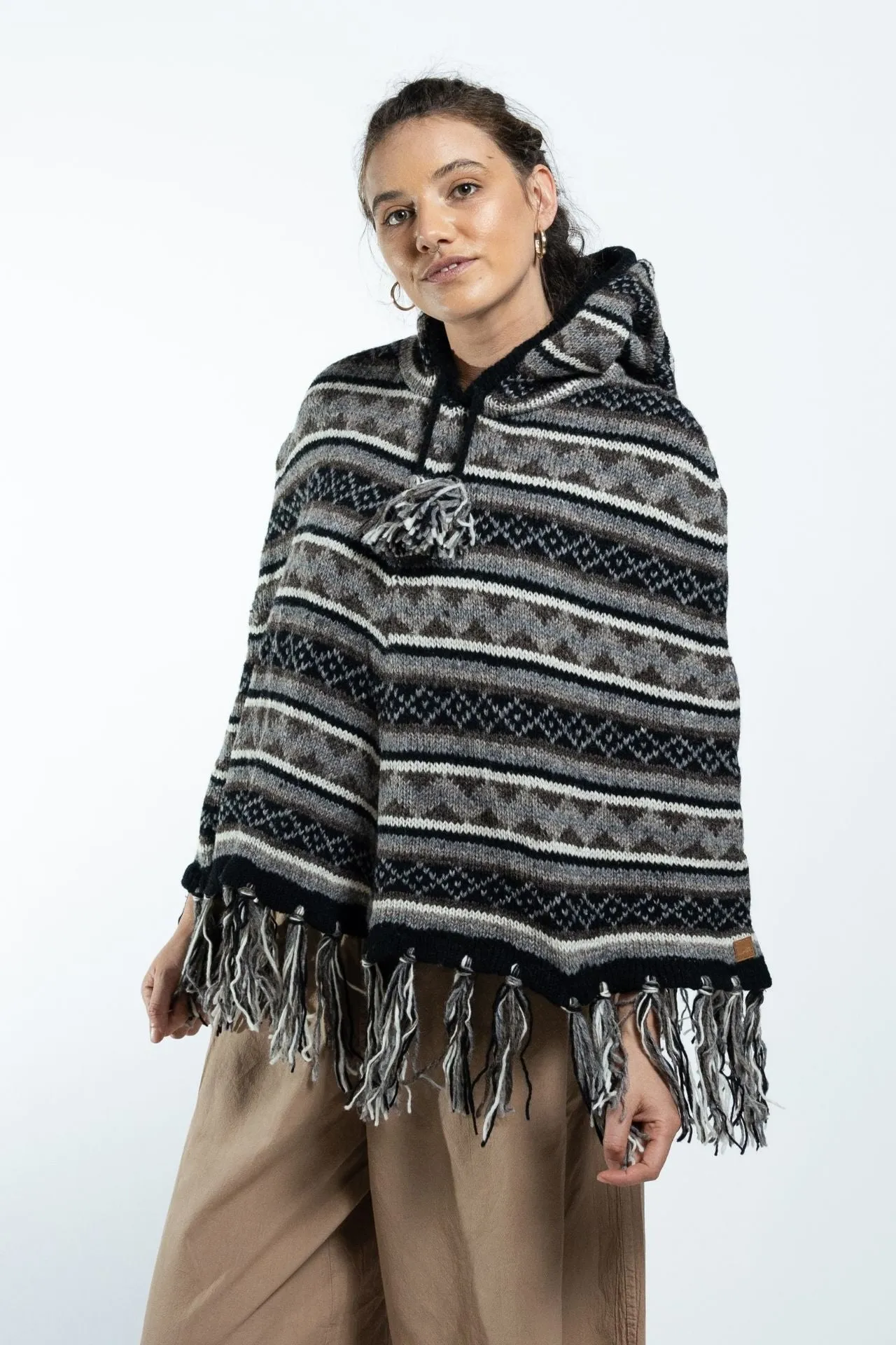 Wool Poncho - Grey