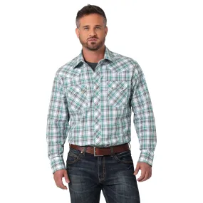 Wrangler | Retro Modern Fit Turquoise Plaid LS  Shirt