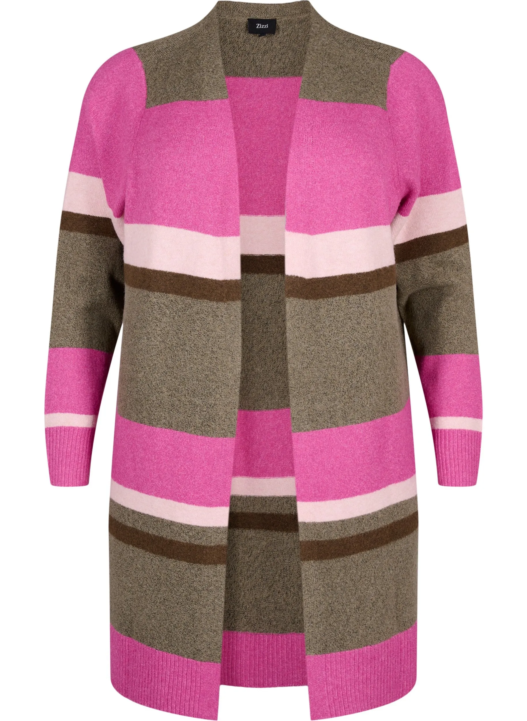 Zizzi Sunny Cardigan in Pink Stripe